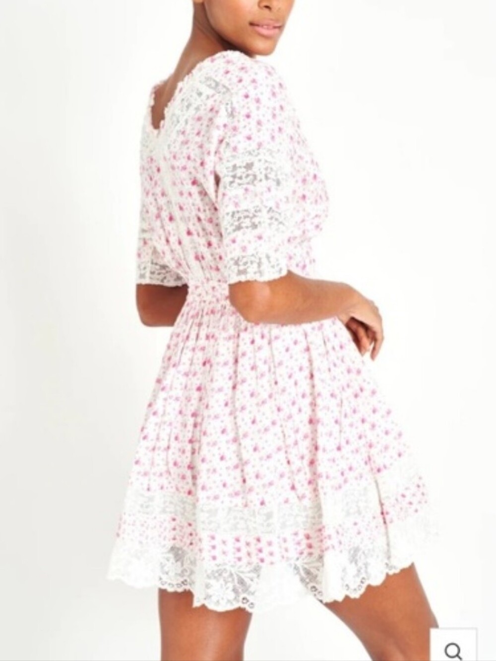 LOVESHACKFANCY NEWTON FLORAL LACE MINI DRESS XS - Picture 2 of 13